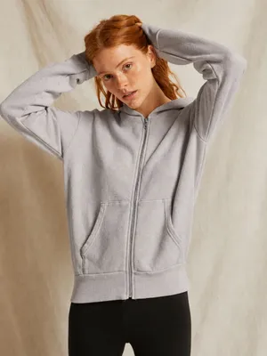 Perfectwhitetee Patti Full Zip in Light Blue Gray thumbnail 1