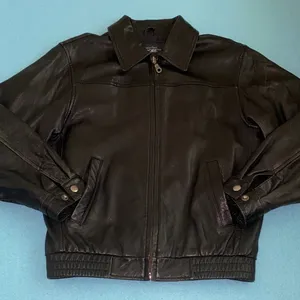 CHEROKEE leather zip up long sleeve 2 pockets derby jacket coat black size M thumbnail 1