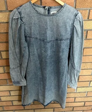 Zara Long Sleeve Washed Denim Mini Dress Women’s Size Small thumbnail 1