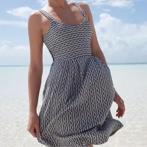 Anthropologie Postmark Rolo Crossback Gray & White Fit & Flare Dress Small thumbnail 3