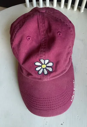 Life is Good Pink Daisy Embroidered Baseball Cap thumbnail 1
