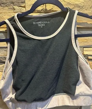 Beyond Yoga Space Dyed On Block Bra In Darkest Night Chai Colorblock Sz XL thumbnail 1