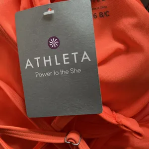 Athleta Bandeau Tankinemor Womens 36 B/C Neon Orange Swim Top Tankini NWT thumbnail 7
