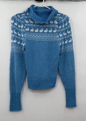 Free people blue bunny sweater xs thumbnail 1