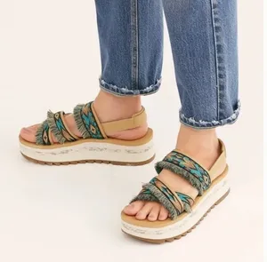 TEVA Flatform Ceres Embroidery-fringe Platform Sandals Size 8 thumbnail 1