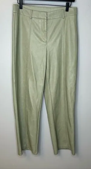 7 For All Mankind Sage Green Vegan Leather‎ Straight Leg Pants thumbnail 1