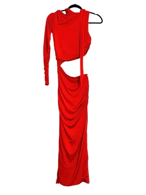 Oh Polly Adoria Single Sleeve Red Cutout Midi Maxi Dress US 6 thumbnail 4