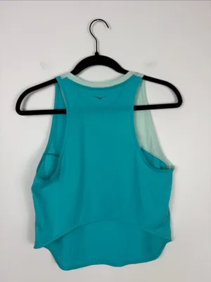 Hoka Glide Tank Top Women’s Size Small Cropped Teal Blue Racerback Active thumbnail 7