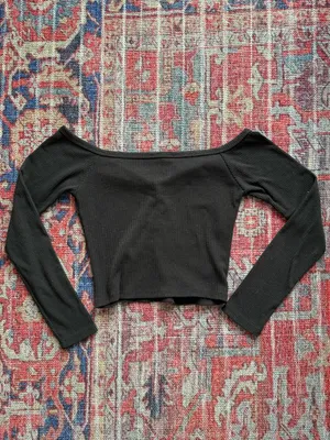 stylive sweetheart neck off shoulder top Black thumbnail 4