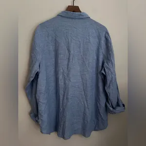 ORVIS Chambray blue Linen blend Shirt button down roll up sleeve XXL thumbnail 3
