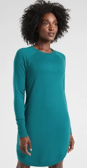 Athleta Teal Long Sleeve Shift Dress thumbnail 1
