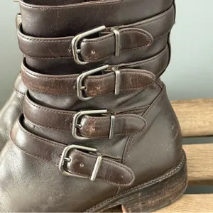 Via Spiga Bara Leather Moto Boots Brown Size 9 A24‎ thumbnail 3