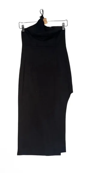 NEW Tsher Women Sz S Black Stretch Side Slit Pull On Halter Top Dress Holiday thumbnail 1