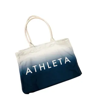 Athleta NWOT Beach Gym Exercise Bag Tote Blue Ombre Canvas Shopping 18.5x12 thumbnail 2