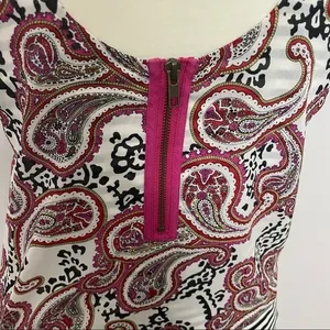 Anthropologie Meadow Rue Top Sleeveless Mixed Media Layered Striped Paisley Red thumbnail 6