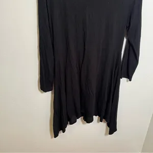 Cupio Women's Size Medium Babydoll Tunic‎ Top Black V-Neck Handkerchief Hem Long thumbnail 8