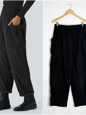 Halara High Waisted Corduroy Cargo Wide Leg Pants Black Size Medium thumbnail 2