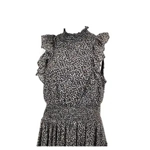 Lulus Evalina Black Floral Midi Dress XL Mock Neck Smocked‎ Waist Fairy Goth thumbnail 3