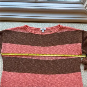 True Craft Brown & Orange Wide Striped Wide Bell Sleeve Cropped Sweater size M thumbnail 7