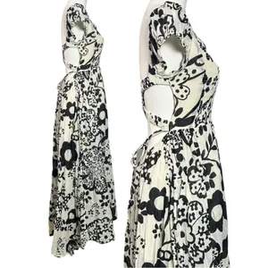 Free People Bohemian Ultraviolet Midi Maxi Dress Black White Floral Size XL thumbnail 11