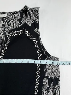 Lucky Brand Sleeveless Paisley Blouse‎ Medium Black White Embroidered Boho Top thumbnail 4