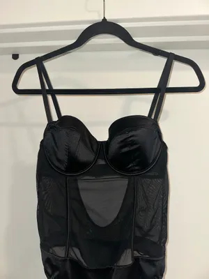 Black lingerie corset one piece bodysuit thumbnail 1