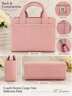 NEW Coach Denim Cargo Tote Ballerina Pink Standard CBG45 NWT thumbnail 4