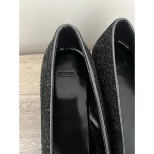 COACH Felt wool square toe pointed heels pumps C Bow y2k Size 8 gray black thumbnail 6