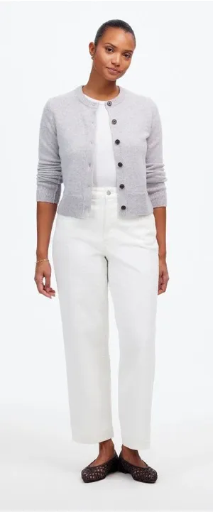 NWT Madewell The Curvy Perfect Vintage Wide-Leg Crop Jean in White - Size: 29 thumbnail 1