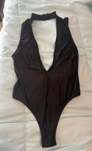 Victoria’s Secret Black Deep V One-Piece Lingerie thumbnail 1