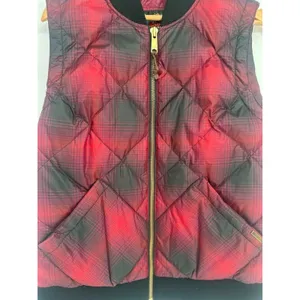 Eddie Bauer Womens Retro 1936 Skyliner Red Plaid 80% Down‎ Puffer Zip Vest Large thumbnail 3