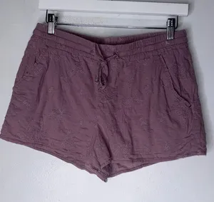 anthropologie hei hei Purple Embroidered‎ Pull On Drawstring Shorts Size Small thumbnail 1