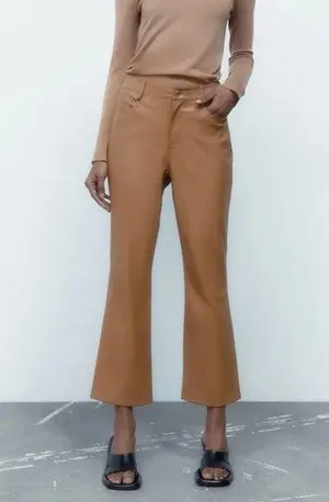 Faux Leather Mini Flare Pants thumbnail 1
