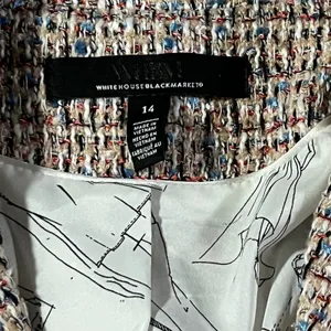 White House Black Market Studio Blazer Women‎ 14 Multi Color Tweed Fringe Trim thumbnail 4