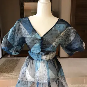 Staud x C.Bonz Bandana Print Patchwork Mini Dress Crepe Organza Sheer Sample thumbnail 14