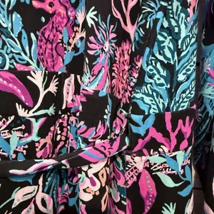 NWOT Lilly Pulitzer Multicolor Floral Wrap Romper - Pink, Blue, Teal! Size Large thumbnail 9