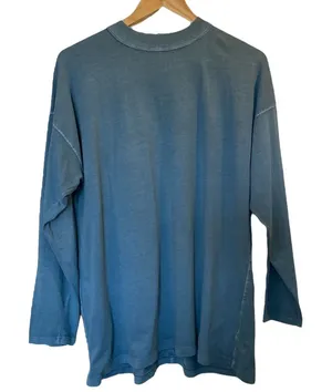WE THE FREE Blue Distressed Washed Cotton Long Sleeve Tee T-Shirt Top - Sz Small thumbnail 1