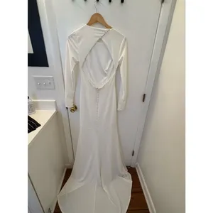 Lulus Eloquent Endearment White Long Sleeve Backless Maxi Wedding Dress Large thumbnail 4