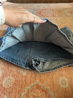 Edikted denim pleated low rise micro skirt skort preppy going out Y2K size Large thumbnail 5