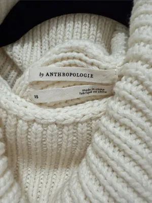 Anthropologie Cream Cable-Knit Cowl Neck Knit Poncho - XS thumbnail 4