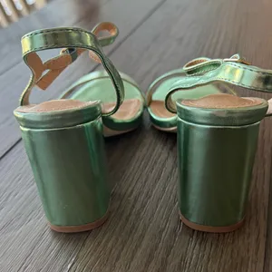 Lulu's Metallic Green Block Heel Sandals thumbnail 3