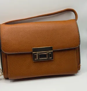 Unbranded Brown Faux Leather Multi-Compartment Crossbody Bag with Gold-Tone Lock thumbnail 1