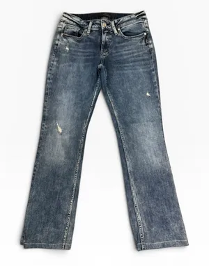 Silver Jeans Co Suki Slim Boot Medium Wash Distressed Jeans 29x33 HEMMED 27.5"‎ thumbnail 1