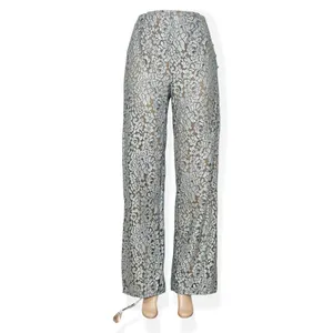 HOUSE OF CB Mara Metallic Floral Lace Pants, Silver, Medium thumbnail 5