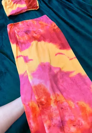 Pink/Orange Maxi Skirt + Tube Top Set thumbnail 6
