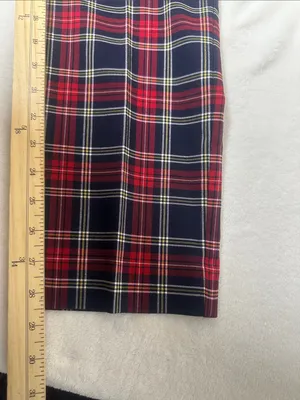 Anne Klein Red and Navy Plaid pull on pants Stretchy thumbnail 6
