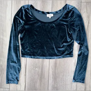 Bohme Velour Y2K Coquette Whimsigoth Slate Blue Cropped Long sleeve size medium thumbnail 3