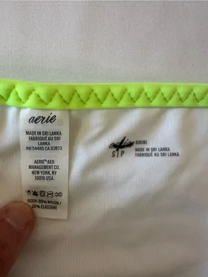 aerie White Bikini Set with Blue and Neon Green Trim thumbnail 3