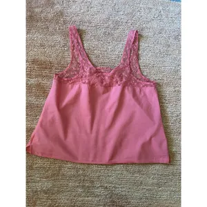Aerie Pink Lace Trim Tank Top Women’s Size M Medium Floral Mesh Detail thumbnail 8