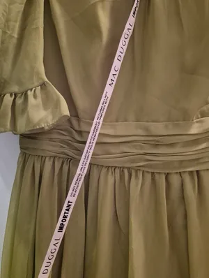 MAC DUGGAL Green Size 10 Ruffled Mock Neck Flutter Sleeve High Low Hem Gown Fla thumbnail 13